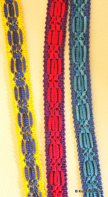 Yellow And Blue Thread Lace Trim, Approx. 14mm wide Braided Trim Gimp Trimming